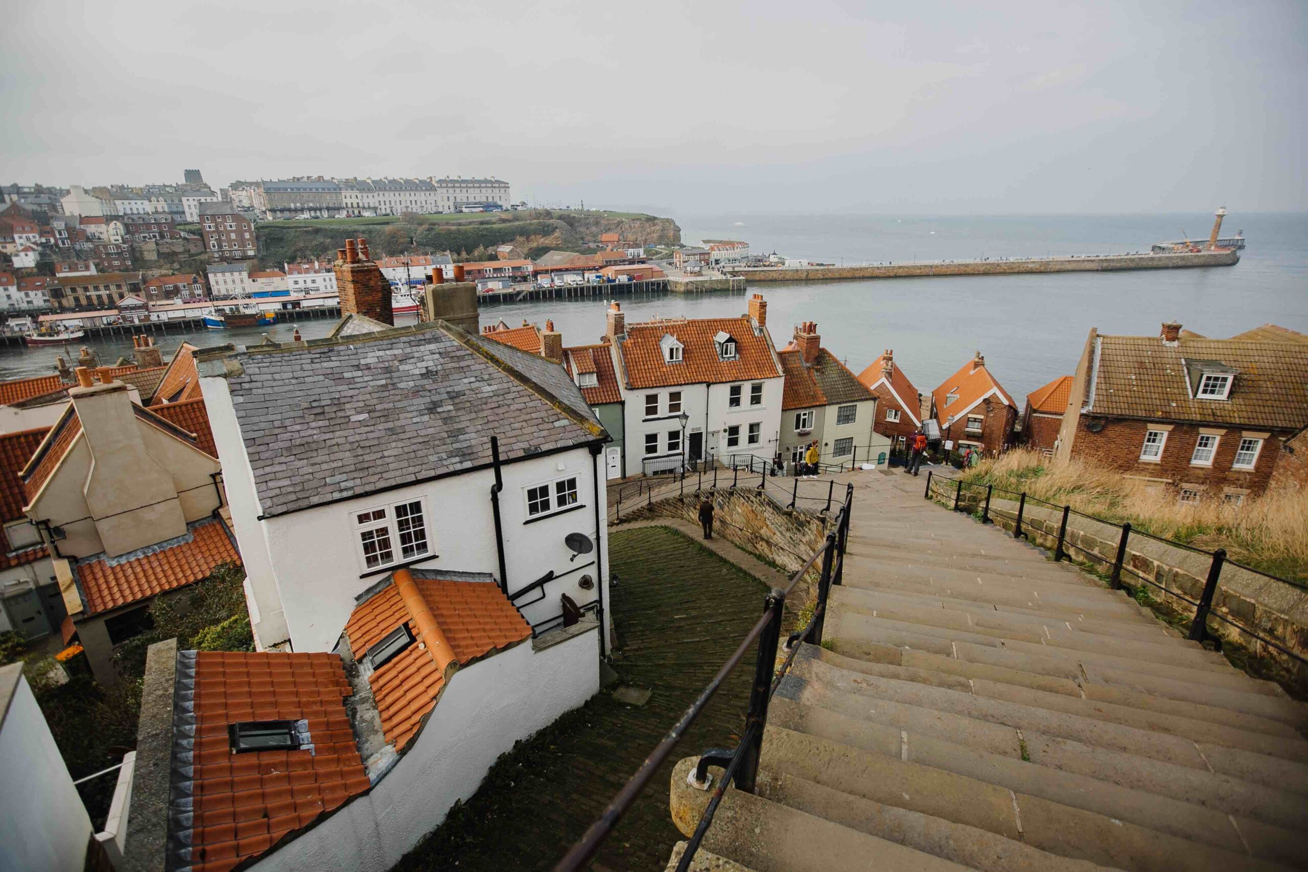 Whitby bay with houses